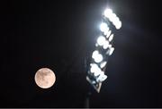 11 February 2017; A full moon rises behind the floodlights during the Allianz Football League Division 1 Round 2 match between Kerry and Mayo at Austin Stack Park in Tralee, Co. Kerry. Photo by Brendan Moran/Sportsfile