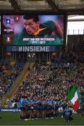 11 February 2017; Italy players applaud the memory of Joost van der Westhuizen of South Africa, who passed away earlier this week, during the RBS Six Nations Rugby Championship match between Italy and Ireland at the Stadio Olimpico in Rome, Italy. Photo by Stephen McCarthy/Sportsfile