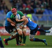 11 February 2017; Josh van der Flier of Ireland is tackled during the RBS Six Nations Rugby Championship match between Italy and Ireland at the Stadio Olimpico in Rome, Italy. Photo by Ramsey Cardy/Sportsfile