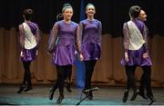 11 February 2017; The Newcastle team of Caelinn McGrath, Kayleigh O’Brien, Hollie Burke, Sarah English, Aoife Leahy, Tomás Ó hIarlaithe, Rebecca Sheehan, Eimear O’Connor and Orla Nugent, representing Tipperary and Munster, competing in the Rince Foirne competition in the Scór na nÓg Final 2017 at Waterfront Hotel in Belfast, Antrim. Photo by Piaras Ó Mídheach/Sportsfile