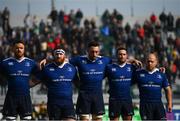 12 February 2017; Leinster players during a moments silence in memory of Joost van der Westhuizen of South Africa, who passed away earlier this week during the Guinness PRO12 Round 14 match between Benetton Treviso and Leinster at Stadio Monigo in Treviso, Italy. Photo by Stephen McCarthy/Sportsfile