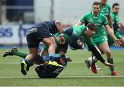 12 February 2017; James Cannon of Connacht is tackled by Gareth Anscombe and Nick Williams of Cardiff Blues during the Guinness PRO12 Round 14 match between Cardiff Blues and Connacht at BT Sport Arms Park in Cardiff, Wales. Photo by Gareth Everett/Sportsfile