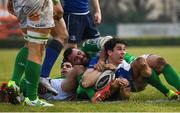 12 February 2017; Joey Carbery of Leinster goes over to score his side's fifth try during the Guinness PRO12 Round 14 match between Benetton Treviso and Leinster at Stadio Monigo in Treviso, Italy. Photo by Stephen McCarthy/Sportsfile