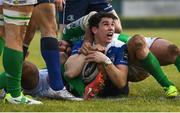 12 February 2017; Joey Carbery of Leinster goes over to score his side's fifth try during the Guinness PRO12 Round 14 match between Benetton Treviso and Leinster at Stadio Monigo in Treviso, Italy. Photo by Stephen McCarthy/Sportsfile