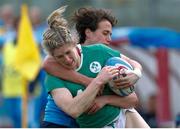 12 February 2017; Alison Miller, Ireland, is tackled by Sara Barattin, Italy, during the RBS Women's Six Nations Rugby Championship game between Italy and Ireland at Stadio Tommaso Fattori in L'Aquila, Italy. Photo by Roberto Bregani/Sportsfile