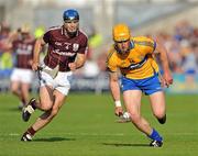 2 July 2011; John Conlon, Clare, in action against David Collins, Galway. GAA Hurling All-Ireland Senior Championship, Phase 2, Galway v Clare, Pearse Stadium, Galway. Picture credit: Barry Cregg / SPORTSFILE