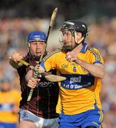 2 July 2011; Patrick Donnellan, Clare, in action against Damien Hayes, Galway. GAA Hurling All-Ireland Senior Championship, Phase 2, Galway v Clare, Pearse Stadium, Galway. Picture credit: Barry Cregg / SPORTSFILE