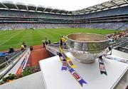 10 July 2011; A general view of the Delaney Cup on the presentation podium in Croke Park before the game. Leinster GAA Football Senior Championship Final, Dublin v Wexford, Croke Park, Dublin. Picture credit: Brendan Moran / SPORTSFILE