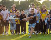 13 July 2011; Finn McGarry, Ballyboden St. Enda's, Dublin, competes in the now famous Bord Gáis Energy Crossbar Challenge at half-time in the Bord Gáis Energy Leinster Hurling U-21 Final between Dublin and Wexford, Wexford Park, Wexford. Picture credit: Pat Murphy / SPORTSFILE