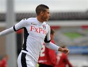 14 July 2011; Matthew Briggs, Fulham, celebrates after scoring his side's first goal. UEFA Europa League, Second Qualifying Round, 1st Leg, Crusaders v Fulham, Seaview, Belfast, Co. Antrim. Picture credit: Oliver McVeigh / SPORTSFILE