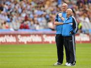 10 July 2011; Dublin manager Pat Gilroy, left, along with selector Mickey Whelan. Leinster GAA Football Senior Championship Final, Dublin v Wexford, Croke Park, Dublin. Picture credit: Oliver McVeigh / SPORTSFILE