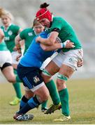 12 February 2017; Elaine Anthony of Ireland is tackled by Michela Sillari during the RBS Women's Six Nations Rugby Championship game between Italy and Ireland at Stadio Tommaso Fattori in L'Aquila, Italy. Photo by Roberto Bregani/Sportsfile