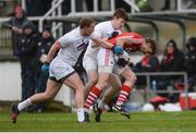 12 February 2017; Ian Maguire of Cork in action against Tommy Moolick, left, and Kevin Feely of Kildare during the Allianz Football League Division 2 Round 2 game between Kildare and Cork at St Conleth's Park in Newbridge, Co. Kildare. Photo by Piaras Ó Mídheach/Sportsfile