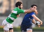 12 February 2017; Joey Carbery of Leinster is tackled by Andrea Pratichetti of Benetton Treviso during the Guinness PRO12 Round 14 match between Benetton Treviso and Leinster at Stadio Monigo in Treviso, Italy. Photo by Stephen McCarthy/Sportsfile