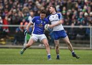12 February 2017; Conor Moynagh of Cavan in action against Karl O'Connell of Monaghan during the Allianz Football League Division 1 Round 2 game between Monaghan and Cavan at St. Mary's Park in Castleblayney, Co. Monaghan. Photo by Philip Fitzpatrick/Sportsfile