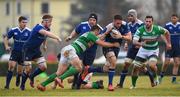 12 February 2017; Jack Conan of Leinster is tackled by Alberto Sgarbi of Benetton Treviso during the Guinness PRO12 Round 14 match between Benetton Treviso and Leinster at Stadio Monigo in Treviso, Italy. Photo by Stephen McCarthy/Sportsfile