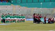 12 February 2017; Ireland Women’s players during the anthem ceremony of the RBS Women's Six Nations Rugby Championship game between Italy and Ireland at Stadio Tommaso Fattori in L'Aquila, Italy. Photo by Roberto Bregani/Sportsfile