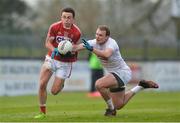 12 February 2017; Mark Collins of Cork in action against Tommy Moolick of Kildare during the Allianz Football League Division 2 Round 2 game between Kildare and Cork at St Conleth's Park in Newbridge, Co. Kildare. Photo by Piaras Ó Mídheach/Sportsfile