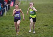 12 February 2017; Claragh Keane, left, of Murrintown Co Wexford on her way to winning the Girls under-13 1500m ahead of second place Niamh Carolan of North Leitrim AC during the Irish Life Health National Masters & Juvenile B XC Championships at Waterford I.T. in Waterford. Photo by Matt Browne/Sportsfile