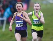 12 February 2017; Claragh Keane, left, of Murrintown Co Wexford on her way to winning the Girls under-13 1500m ahead of second place Niamh Carolan of North Leitrim AC during the Irish Life Health National Masters & Juvenile B XC Championships at Waterford I.T. in Waterford. Photo by Matt Browne/Sportsfile