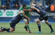 12 February 2017; Jake Heenan of Connacht is tackled by Scott Andrews and Jarrad Hoeata of Cardiff Blues during the Guinness PRO12 Round 14 match between Cardiff Blues and Connacht at BT Sport Arms Park in Cardiff, Wales. Photo by Gareth Everett/Sportsfile