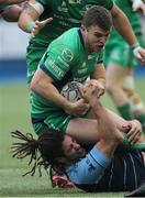 12 February 2017; Tom Farrell of Connacht is tackled by Josh Navidi of Cardiff Blues during the Guinness PRO12 Round 14 match between Cardiff Blues and Connacht at BT Sport Arms Park in Cardiff, Wales. Photo by Gareth Everett/Sportsfile