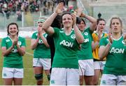 12 February 2017; Ireland Women's squad celebrate the victory at the end of the RBS Women's Six Nations Rugby Championship game between Italy and Ireland at Stadio Tommaso Fattori in L'Aquila, Italy. Photo by Roberto Bregani/Sportsfile