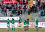 12 February 2017; Ireland Women's squad celebrate the victory at the end of the RBS Women's Six Nations Rugby Championship game between Italy and Ireland at Stadio Tommaso Fattori in L'Aquila, Italy. Photo by Roberto Bregani/Sportsfile
