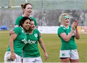 12 February 2017; Ireland Women's squad celebrate the victory at the end of the RBS Women's Six Nations Rugby Championship game between Italy and Ireland at Stadio Tommaso Fattori in L'Aquila, Italy. Photo by Roberto Bregani/Sportsfile