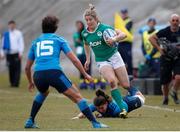 12 February 2017; Alison Miller of Ireland holds off Mariagrazia Cioffi's tackle and takes on Manuela Furlan of Italy during the RBS Women's Six Nations Rugby Championship game between Italy and Ireland at Stadio Tommaso Fattori in L'Aquila, Italy. Photo by Roberto Bregani/Sportsfile