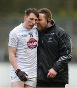 12 February 2017; Kildare manager Cian O'Neill speaks with Neil Flynn as he is substituted during the Allianz Football League Division 2 Round 2 game between Kildare and Cork at St Conleth's Park in Newbridge, Co. Kildare. Photo by Piaras Ó Mídheach/Sportsfile