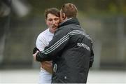 12 February 2017; Kildare manager Cian O'Neill speaks with Neil Flynn as he is substituted during the Allianz Football League Division 2 Round 2 game between Kildare and Cork at St Conleth's Park in Newbridge, Co. Kildare. Photo by Piaras Ó Mídheach/Sportsfile