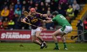 12 February 2017; Barry Carton of Wexford in action against Diarmaid Byrnes of Limerick during the Allianz Hurling League Division 1B Round 1 game between Wexford and Limerick at Innovate Wexford Park in Wexford. Photo by Daire Brennan/Sportsfile