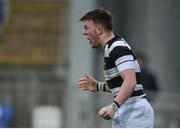 12 February 2017; David Hawkshaw of Belvedere College celebrates after scoring his sides fourth try during the Bank of Ireland Leinster Schools Senior Cup second round game between Belvedere College and St. Michael's College at Donnybrook Stadium in Donnybrook, Dublin. Photo by Eóin Noonan/Sportsfile