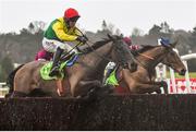 12 February 2017; Eventual winner Sizing John, with Robbie Power up, jump the last during the Stan James Irish Gold Cup on Sizing John at Leopardstown. Leopardstown, Co. Dublin.  Photo by Cody Glenn/Sportsfile