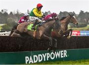 12 February 2017; Eventual winner Sizing John, with Robbie Power up, jump the last ahead of Don Poli, with David Mullins up, during the Stan James Irish Gold Cup on Sizing John at Leopardstown. Leopardstown, Co. Dublin.  Photo by Cody Glenn/Sportsfile