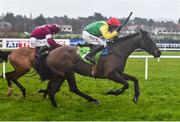 12 February 2017; Eventual winner Sizing John, with Robbie Power up, races ahead of Don Poli, with David Mullins up, during the Stan James Irish Gold Cup on Sizing John at Leopardstown. Leopardstown, Co. Dublin.  Photo by Cody Glenn/Sportsfile