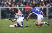 12 February 2017; Dermot Malone of Monaghan in action against Killian Brady of Cavan during the Allianz Football League Division 1 Round 2 game between Monaghan and Cavan at St. Mary's Park in Castleblayney, Co. Monaghan. Photo by Philip Fitzpatrick/Sportsfile