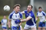 12 February 2017; Conor McCarthy of Monaghan in action against Martin Reilly of Cavan during the Allianz Football League Division 1 Round 2 game between Monaghan and Cavan at St. Mary's Park in Castleblayney, Co. Monaghan. Photo by Philip Fitzpatrick/Sportsfile