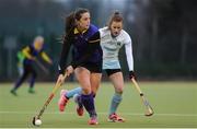 12 February 2017; Orla Macken of Pembroke in action against Emma Russell of UCD during the Women's Irish Senior Cup semi-final game between UCD and Pembroke at the National Hockey Stadium in UCD, Belfield. Photo by Sam Barnes/Sportsfile