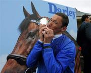 17 July 2011; Frankie Dettori celebrates after winning the Darley Irish Oaks aboard Blue Bunting. The Curragh Racecourse, The Curragh, Co. Kildare. Picture credit: Matt Browne / SPORTSFILE