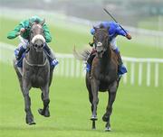 17 July 2011; Blue Bunting, right, with Frankie Dettori up, on their way to winning the Darley Irish Oaks from Laughing Lashes, with Fran Berry up, who finished in fourth place. The Curragh Racecourse, The Curragh, Co. Kildare. Picture credit: Matt Browne / SPORTSFILE
