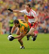 17 July 2011; Michael Murphy, Donegal, in action against Michael Friel, Derry. Ulster GAA Football Senior Championship Final, Derry v Donegal, St Tiernach's Park, Clones, Co. Monaghan. Picture credit: Oliver McVeigh / SPORTSFILE