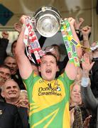 17 July 2011; Donegal captain Michael Murphy lifts the Anglo Celt Cup. Ulster GAA Football Senior Championship Final, Derry v Donegal, St Tiernach's Park, Clones, Co. Monaghan. Picture credit: Brendan Moran / SPORTSFILE