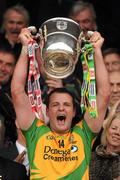 17 July 2011; Michael Murphy, Donegal, holds aloft the Anglo Celt cup. Ulster GAA Football Senior Championship Final, Derry v Donegal, St Tiernach's Park, Clones, Co. Monaghan. Picture credit: Oliver McVeigh / SPORTSFILE