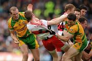 17 July 2011; Neil Gallagher, left, and Ryan Bradley, Donegal, get involved in an altercation with Joe Diver, Derry. Ulster GAA Football Senior Championship Final, Derry v Donegal, St Tiernach's Park, Clones, Co. Monaghan. Picture credit: Brendan Moran / SPORTSFILE