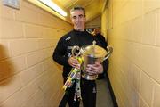 17 July 2011; Donegal manager Jim McGuinness coming into the changing room with the Anglo Celt cup. Ulster GAA Football Senior Championship Final, Derry v Donegal, St Tiernach's Park, Clones, Co. Monaghan. Picture credit: Oliver McVeigh / SPORTSFILE