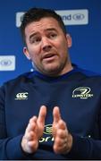 13 February 2017; Leinster scrum coach John Fogarty speaking during a press conference at UCD, in Belfield, Dublin. Photo by Seb Daly/Sportsfile