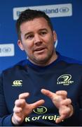 13 February 2017; Leinster scrum coach John Fogarty speaking during a press conference at UCD, in Belfield, Dublin. Photo by Seb Daly/Sportsfile