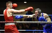 11 February 2017; Sean Allen, right, of Arlow, exchanges punches with Anthony Browne of St Michael's Dublin, during their 81kg bout during the 2016 IABA Elite Boxing Championships at the National Stadium in Dublin. Photo by Cody Glenn/Sportsfile